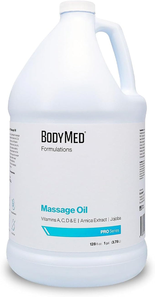 BodyMed Formulations Massage Oil, 1 gal. – Fragrance-Free, All-Natural Lotion for Massage Therapy – Leaping Bunny Certified – with Arnica Extract & Jojoba – Non-Staining, & Paraben Free