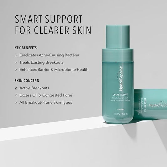 HydroPeptide Clear Rescue Serum, Skin Refining Face & Acne Serum with 0.5% Salicylic Acid, 1 Ounce