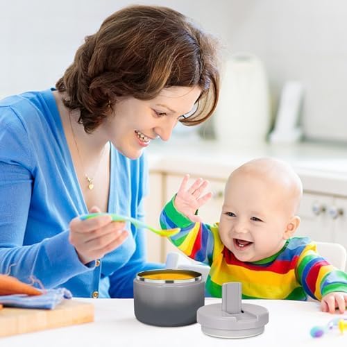 12oz Kids Soup Thermo for Hot Food Insulated Vacuum Food Jar with Buckle Lid, Stainless Steel Wide Mouth Leak Proof Lunch Container for School Travel 1 Pack