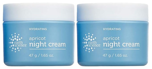 EARTH SCIENCE - Apricot Night Cream with Hydrating Apricot and Vitamin E for Dry Skin (2pk, 1.65 oz)