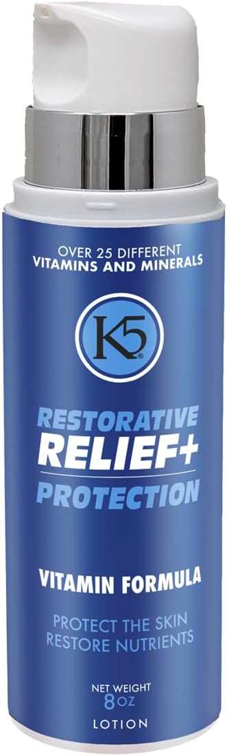 K5 Restorative Relief+ Protection – Age-Defying, Moisturizing Cream – Made in USA – Vitamins, Collagen and Niacinamide, 8oz
