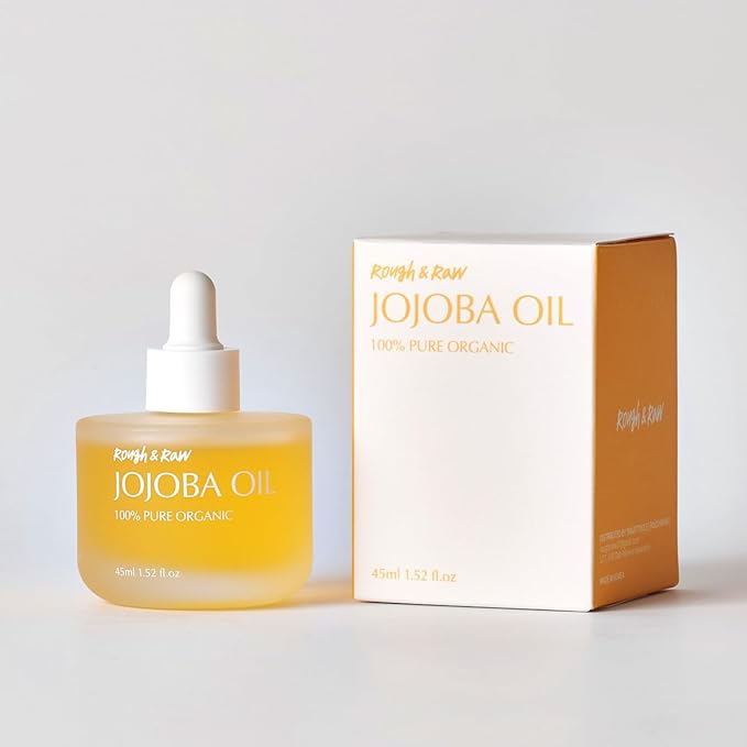 ROUGH & RAW, USDA Organic Cold-Pressed 100% Pure Golden Organic Jojoba Oil from Israel, made in Korea 1.52 fl.oz