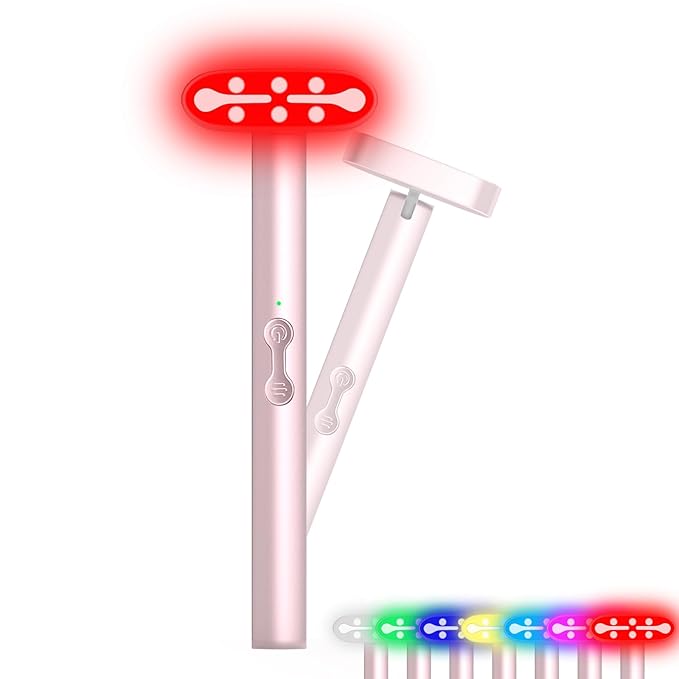Red Light Therapy for Face, LED Facial Light Therapy Wand for Skin Care at Home Blue Light Face Tool for Neck