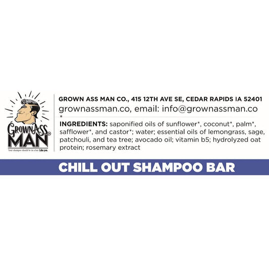 Solid Shampoo Bar Rich Lather 3 in 1: Hair, Beard & Body Wash - Plastic Free & Eco-Friendly, Natural & Organic Clean for All Hair Types, 4oz Bar (Chill Out, Single)