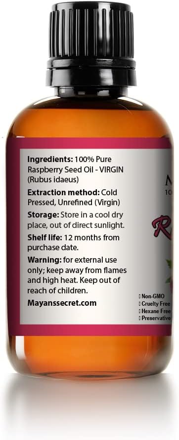 Mayan's Secret Pure Carrier and Essential oils for Skin Care, Hair, Body Moisturizer for Face-Anti Aging Skin Care (Red Raspberry Seed Oil, 4oz)