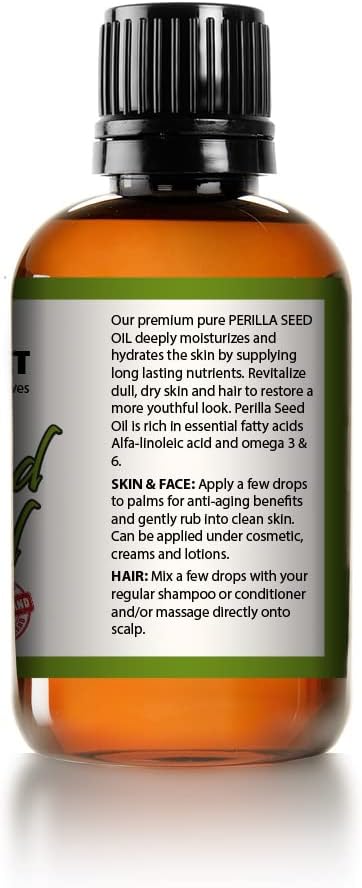 Pure Carrier and Essential Oils for Skin Care, Hair, Body Moisturizer for Face-Anti Aging Skin Care (Perilla Seed Oil, 4 oz)