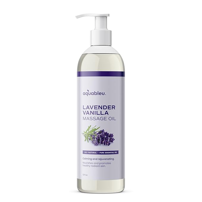 Lavender Vanilla Massage Oil 100% Pure & All-Natural - Natural at-Home Massage Therapy, Soothes Skin & Muscles - Full Body Relaxing Massage Oil for Men and Women 12 fl oz
