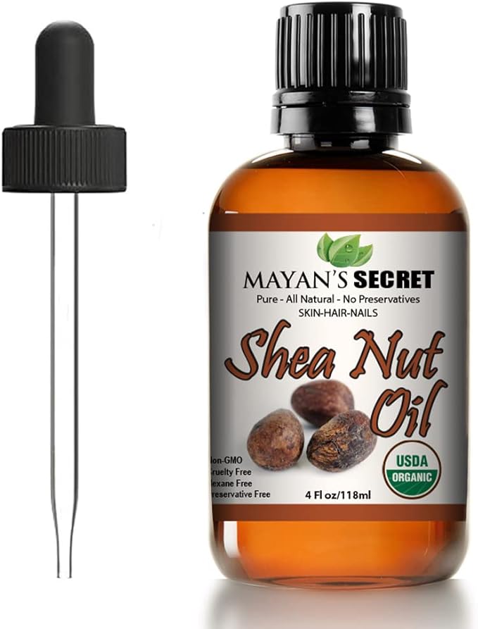 Mayan's Secret Pure Carrier and Essential oils for Skin Care, Hair, Body Moisturizer for Face-Anti Aging Skin Care (Shea Nut Oil Organic, 4oz)