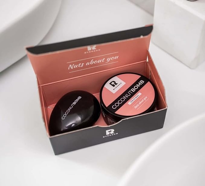 BYROKKO Coconut Bomb Nourishing Hair Mask For Silk Smooth Deep Conditioner Damaged Dry Treatment Natural Coco Oil Masque For All Hair Types 180GR With Free Brush