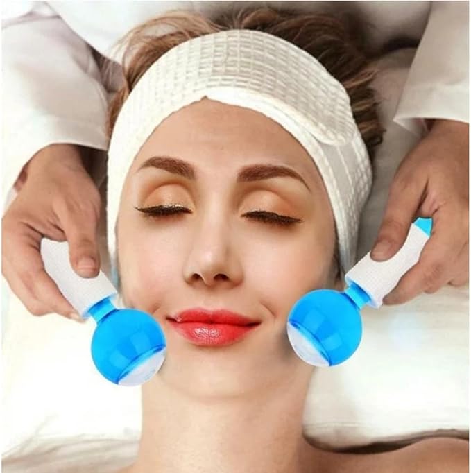 2pcs Beauty Crystal Ball Facial Cooling Puck for Face and Eye Massage Massage Tool (blue)