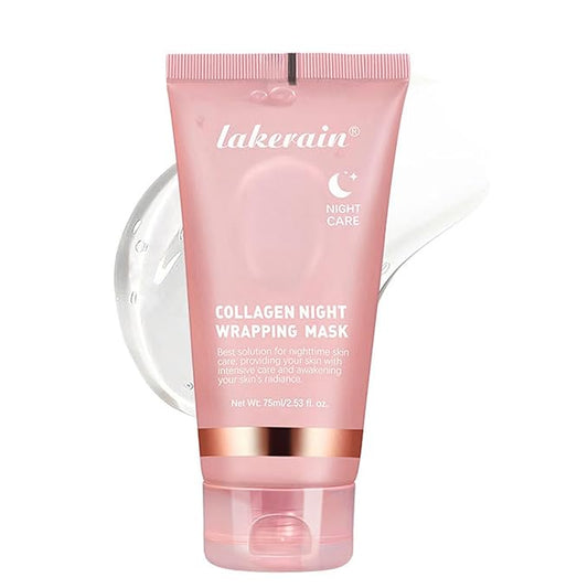 Collagen Night Wrapping Mask, Overnight Peel Off Facial Mask Pack, Reduces Sagging, Hydrates and Tightens Skin, Hydrolyzed Collagen For Glowing, 2.53 fl.oz