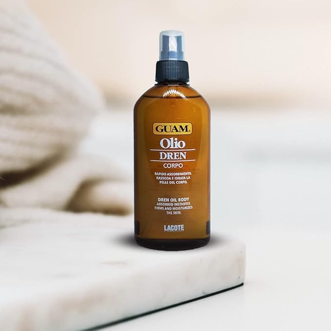 Guam DREN Anti Cellulite Massage Oil with Essential Oils, Draining Body Oil with Lymphatic Drainage, Water Retention & Anti Swelling Oil, Cellulite Lotion, 200ML