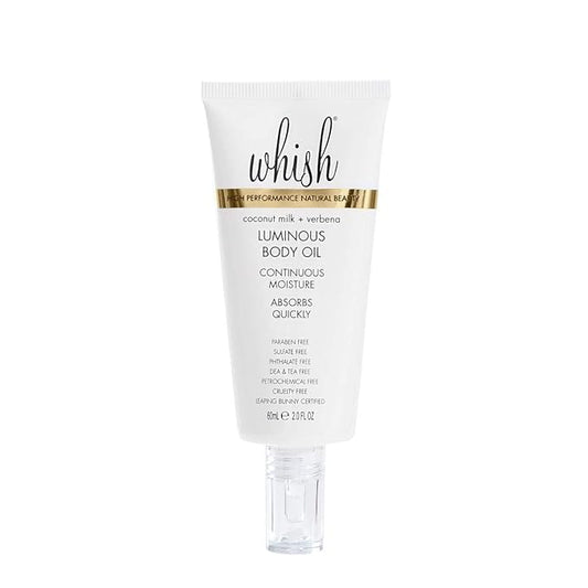 Whish Coconut Milk + Verbena Luminous Body Oil - Moisturizing Scented Body Oil with Peptides - Quick-Drying - Soothes & Firms Skin - 2 fl oz