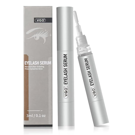 VGO Eyelash Serum - Lash Serum for Eyelash Growth, Clear Effect for Thicker, Longer Lashes with Natural Ingredients - Safe, Gentle & Non-Irritating for All Skin Types.