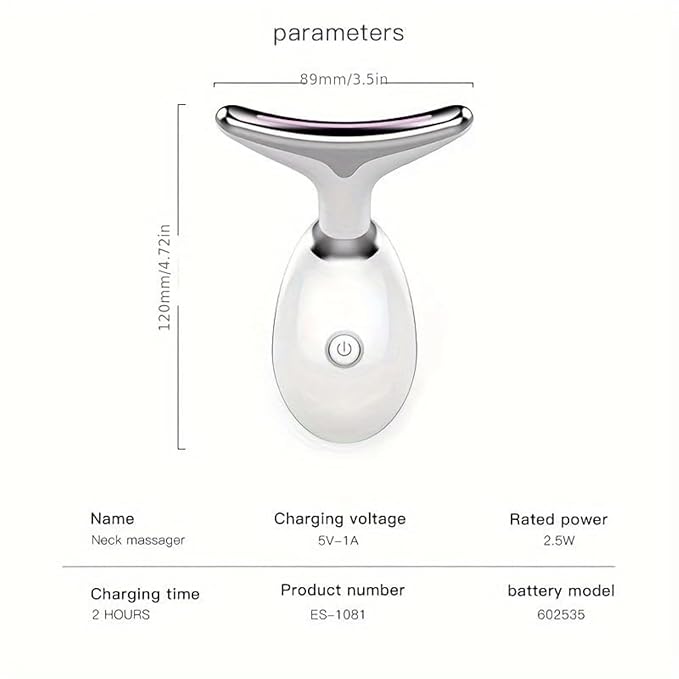 7-Color LED Facial Massager for Skin Care – Portable Multifunctional Face Massager Tool with Heat & Vibration, Anti-Aging & Wrinkle Reduction, Glossy White