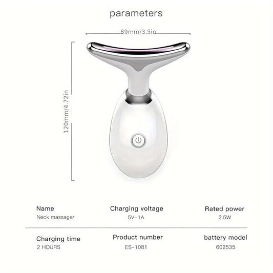 7-Color LED Facial Massager for Skin Care – Portable Multifunctional Face Massager Tool with Heat & Vibration, Anti-Aging & Wrinkle Reduction, Glossy White