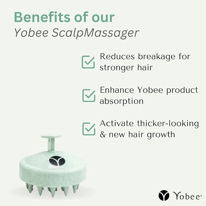 Yobee Scalp Massager - Gentle Head Massager with Soft Silicone Bristles - for Removing Dandruff & Buildup & Promoting Hair Growth - Exfoliator & Stress Relief Scalp Scrubber for All Hair Types