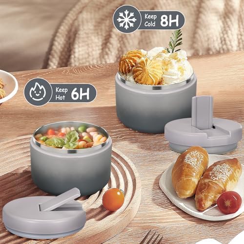 12oz Kids Soup Thermo for Hot Food Insulated Vacuum Food Jar with Buckle Lid, Stainless Steel Wide Mouth Leak Proof Lunch Container for School Travel 1 Pack