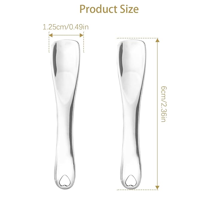 3 PCS Facial Spatula Massage Eye Roller Dark Circles Skincare Tool Face Cream Lotion Makeup Stainless Steel Applicator Wand Neck Lines Beauty Instrument Stick Spoon Device(Silver)