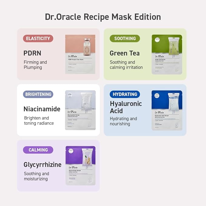 DR.ORACLE Glycyrrhizine Recipe Calming Purple Mask, Calming, Special K-Beauty Face Care, 250ml (8.4 fl. oz), 1 box -10 sheets