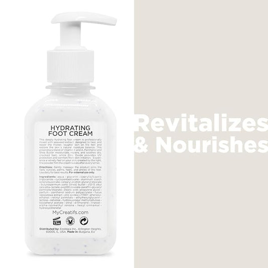Hydrating Foot Cream for Dry Cracked Heels and Feet, 8.5 fl. oz., Deep Moisturizing Seaweed Extract and Shea Butter, Restores Soft Supple Skin