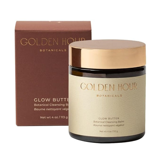 All Natural Organic Skin Care Products Made in USA, Vegan, Cruelty Free Hydrating Botanical Cleansing Balm, Makeup Remover Facial Cleanser Butter, 4floz/118ml, Glow Butter