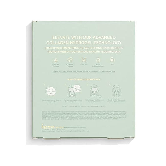 Karuna Skin - COLLAGEN Face Mask Sheets, Hydrogel 2-Piece Facial Mask, Age-Defying, Hydrating, Rejuvenating & Moisturizing Skin Care Essential That Targets Fine Lines & Wrinkles, 4 Packs