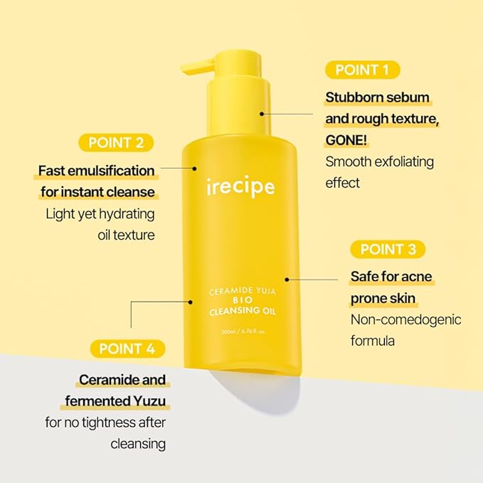 Ceramide Yuja Cleansing Oil (200ml) – Deep Pore Cleansing, Hydrating with Yuzu & Ceramide, Non-Comedogenic, Removes Waterproof Makeup, Ideal for Acne-Prone Skin (6.76oz)