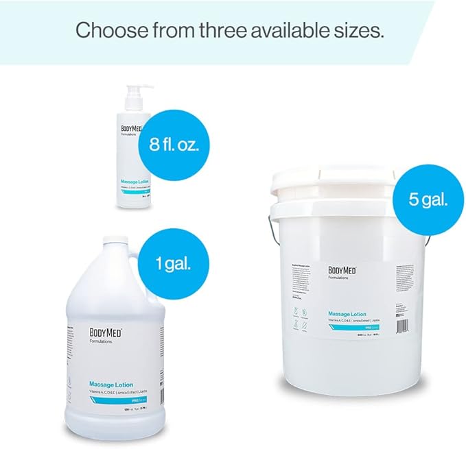 BodyMed Formulations Massage Lotion, 1 gal. – Fragrance-Free, All-Natural Lotion for Massage Therapy – Leaping Bunny Certified – with Arnica Extract & Jojoba – Non-Staining, & Paraben Free