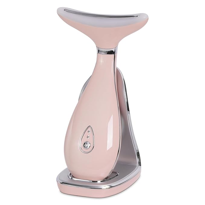 Lily Neck Face Massager, Skin Rejuvenation Beauty Massager, 3-in-1 at-Home Facial Spa Tool, Lifting, Toning and Tightening for a Radiant Appearance (Blush Pink)