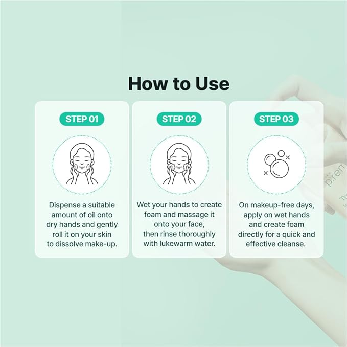 MAKE P:REM Safe Me. Oil to Foam Cleanser, Gentle Transforming Cleanser for Sensitive Skin, Korean Skin Care, 6.76 fl.oz. / 200ml