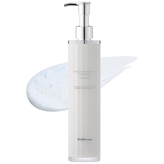 WELLDERMA Sapphire Collagen Impact Hydro Emulsion 3.38 fl.oz - Collagen Hydrating and Firming Face Lotion for Elasticity, Gloss, Skin Tightening Collagen Emulsion for Softer and Resilient Skin
