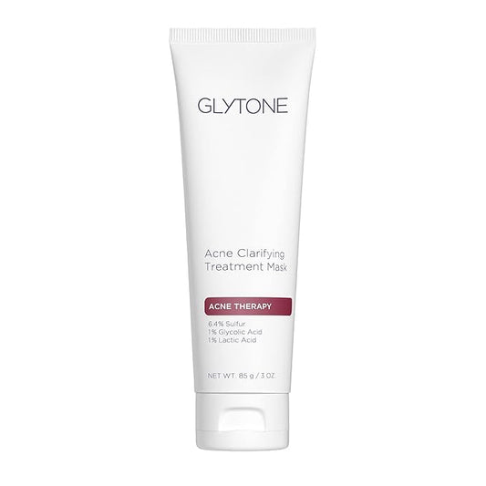 Glytone Acne Treatment Mask for Face with Sulfur & Glycolic Acid Face Mask, Acne Spot Treatment, Acne Skin Care Face Mask, 3oz