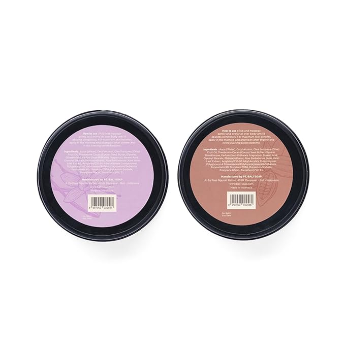 Bali Soap - Musky Vanilla & Creamy Chocolate - Mix Set of 2 - Nourishing and Extra Moisturizing Body Butter For Dry Skin - Enriched with Cocoa Butter, Olive Oil, Aloe Vera and Vitamin E - 7 oz each