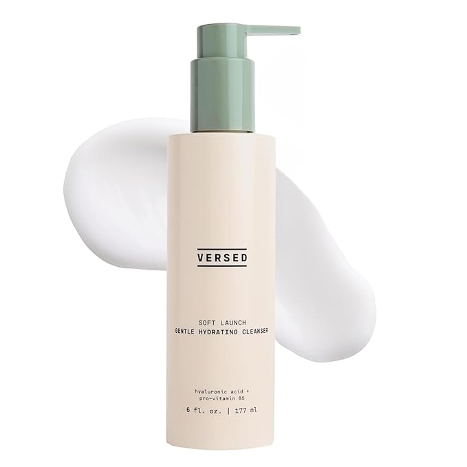 Versed Gentle Hydrating Facial Cleanser - Cream Face Cleanser with Hyaluronic Acid & Aloe Leaf Juice - Fragrance-Free cleanser for Dry Skin