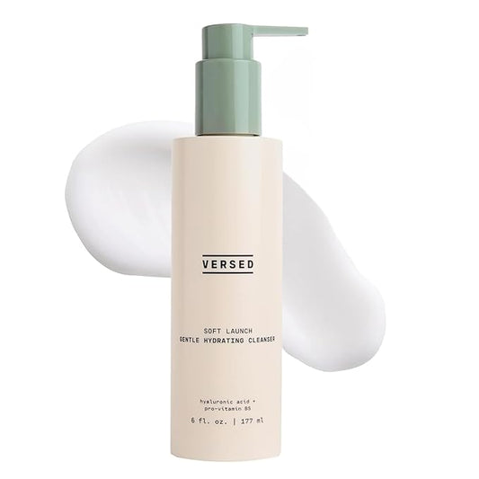 Versed Gentle Hydrating Facial Cleanser - Cream Face Cleanser with Hyaluronic Acid & Aloe Leaf Juice - Fragrance-Free cleanser for Dry Skin
