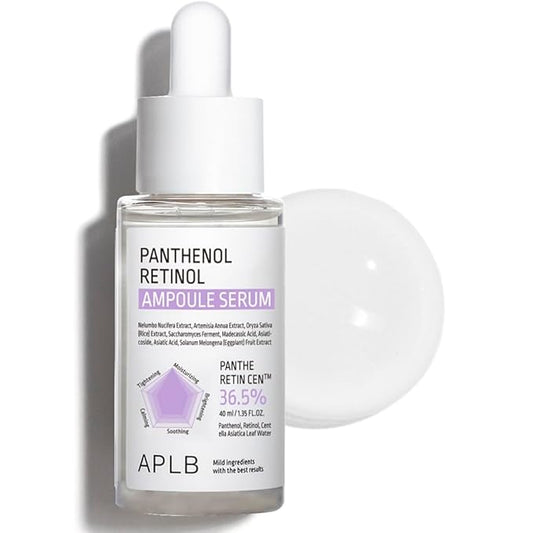 APLB Panthenol Retinol Ampoule Serum | PANTHE RETIN CEN™ 36.5% 1.35 FL.OZ/Korean Skincare, Deep hydration, Elasticity care, Sensitive skin, Wrinkle care, Revitalize for gentle and improve skin texture
