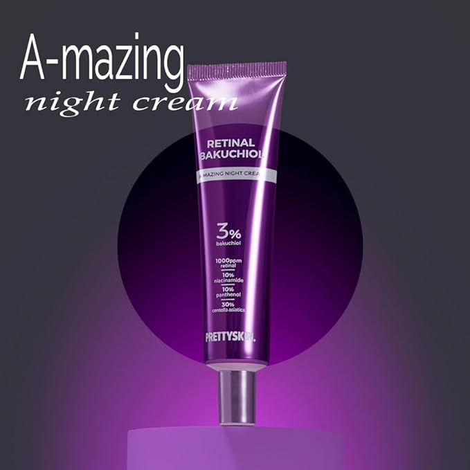 Retinal Bakuchiol At-home Night Cream Moisturizer for Face | Reduce Wrinkles & Fine lines, Elasticity, Tone-up, Anti-aging, Centella Asiatica Extract 30%, Retinal 1,000 ppm (30g)