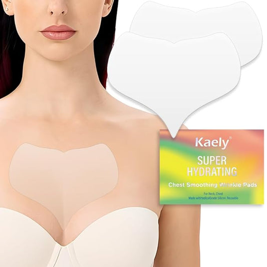 evpct 2Pcs Silicone Chest Smoothing Wrinkle Pads Reusable, Silicone Anti Chest Wrinkle Patches Reusable for Chest Wrinkles Overnight, Décolleté Chest Wrinkle Pillow Pads for Smoother, Size M-Peach