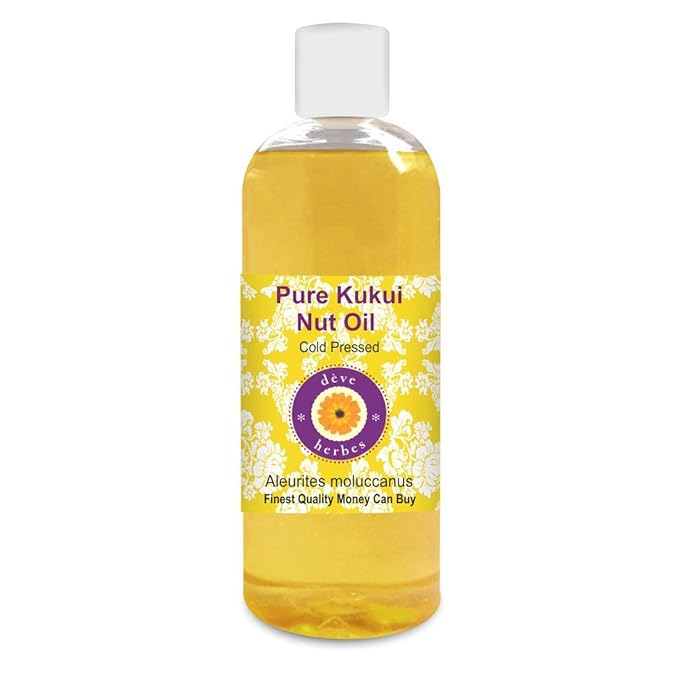 Deve Herbes Pure Kukui Nut Oil (Aleurites moluccanus) Cold Pressed 200ml (6.76 oz)