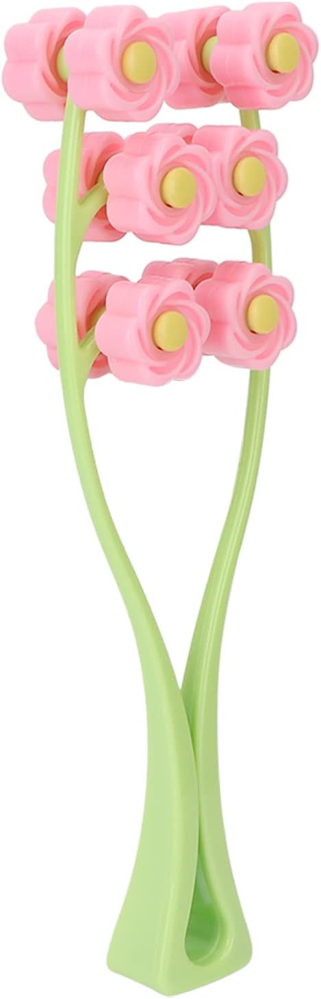 Face Massager Roller, Flower Design V Shaped Face Massager Melon Seed Face Massager for Arms for Face Pink