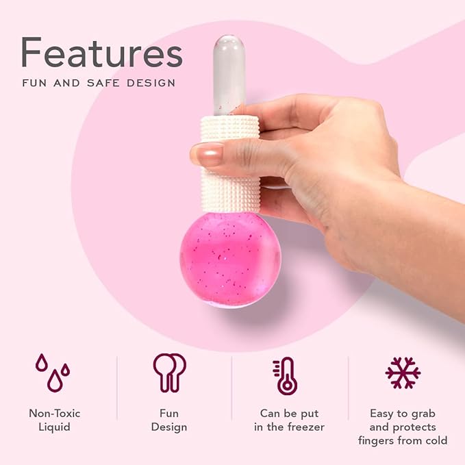 Ice Globes for Face Neck & Eyes, Unbreakable Stainless Steel Gua Sha, Facial Ice Globes for Puffiness, Wrinkles, Dark Circles, Pink (Set of 2)