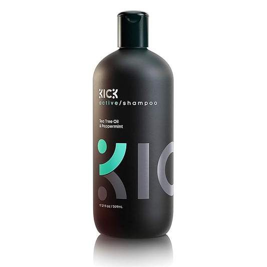 Kick Mens Shampoo - Peppermint & Tea Tree for Oil Control - Sulfate-Free, Refreshing Formula - Anti-Dandruff and Scalp Soothing - Shampoo for Oily Hair - Cruelty-Free - 17oz