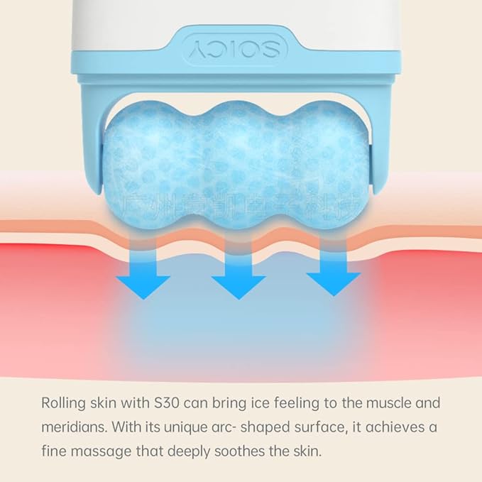 2-in-1 Face Skin Care Tool - Personal Cooling Ice Roller Massager for Eye Puffiness, Migraine, TMJ Pain Relief & Minor Injury (Pink)