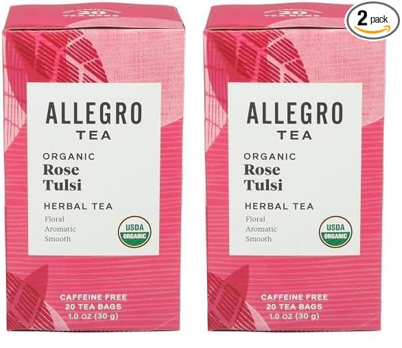 Allegro Tea, Organic Rose Tulsi Tea Bags, 20 ct (Pack of 2)