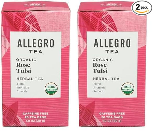 Allegro Tea, Organic Rose Tulsi Tea Bags, 20 ct (Pack of 2)