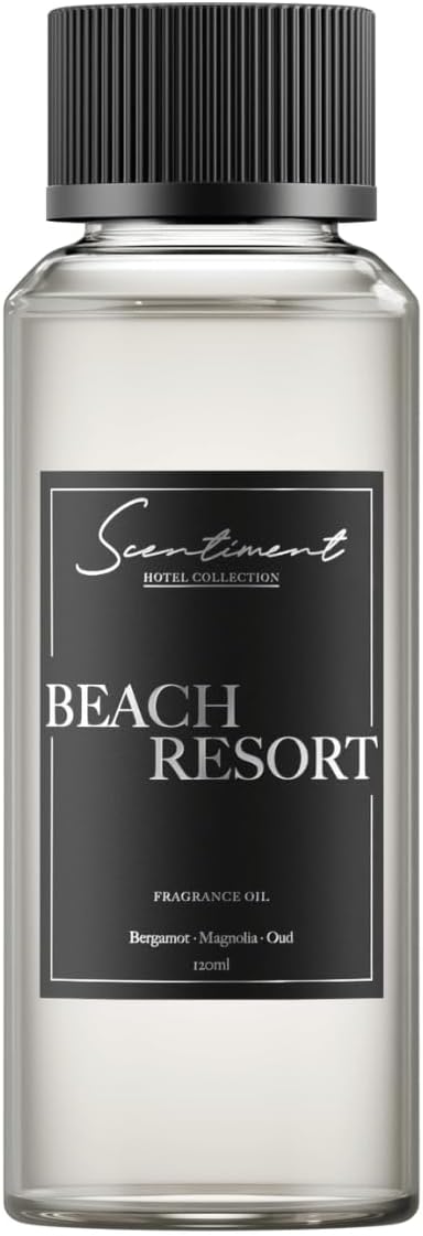 Beach Resort Hotel Diffuser Oil | Aromatherapy Fragrance Inspired by 5-Star Hotels | Luxurious Scent with Notes of Bergamot, Ocean, Peony with Amber & Sandalwood (120 mL)