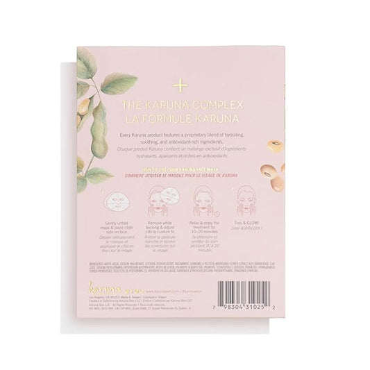 Karuna Skin - Hydrating+ Facial Mask for Well-Moisturized & Hydrated Skin, Glow-Enhancing Facial Skin Care Products, Hydrating Face Masks with Natto, Niacinamide & Sodium Lactate, 1 Pack