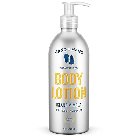 Hand in Hand Moisturizing Body Lotion, Dry Skin Lotion with Shea Butter, 10 Fl Oz, Fresh Coconut & Mango Leaf, Island Mimosa Scent, 2 Pack