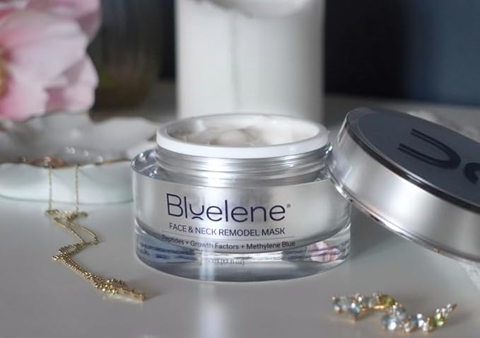 Face and Neck Remodel Mask with Methylene Blue, Growth Factors, Advanced Peptides, Niacinamide, Cork Oak, Linseed, and Edelweiss (50ML). Suitable for Sensitive Skin.